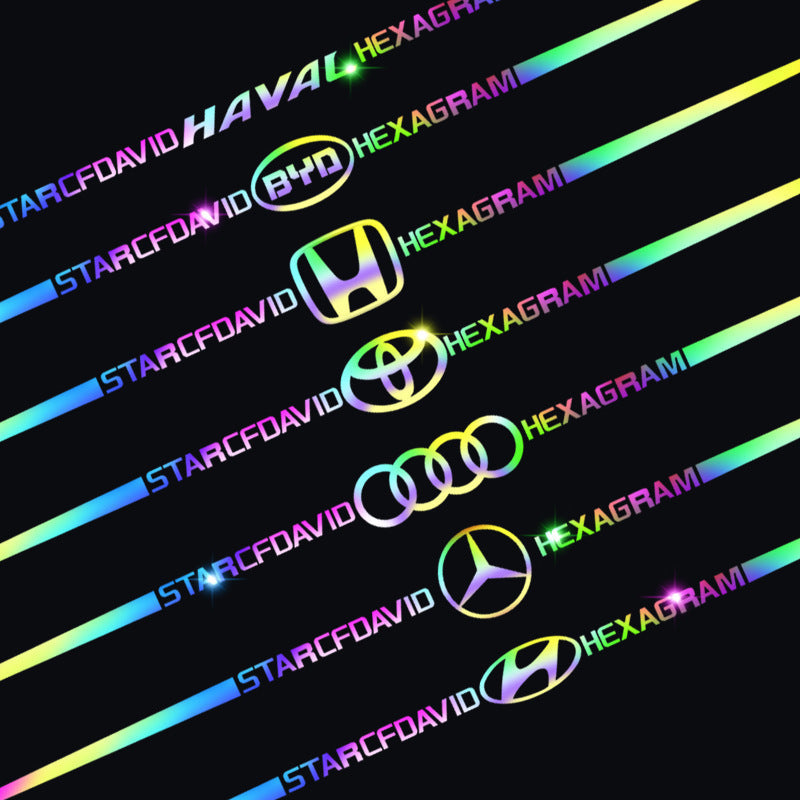 Car logo colorful stickers, car color-changing laser reflective car stickers, personalized A-pillar car door and hood stickers.