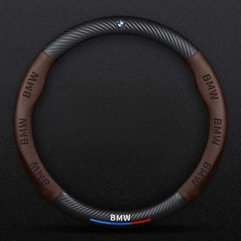 Customized Carbon Fiber Suede Steering Wheel Cover with Car Logo