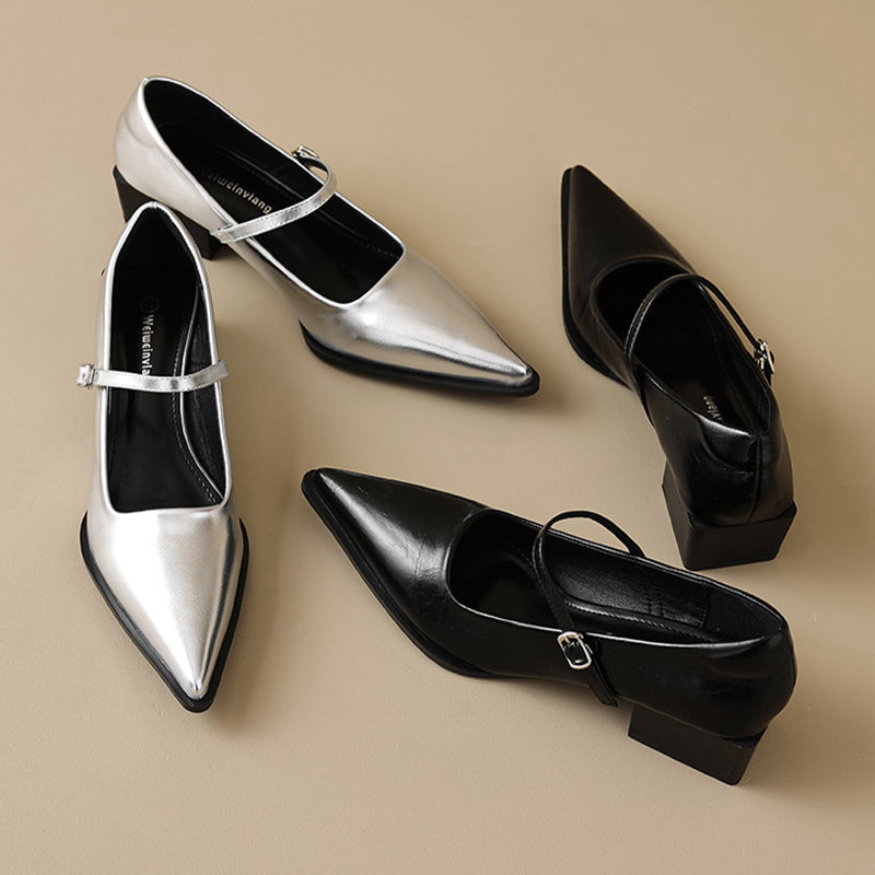 Women's Elegant Pointed Toe Square Heel Sandals