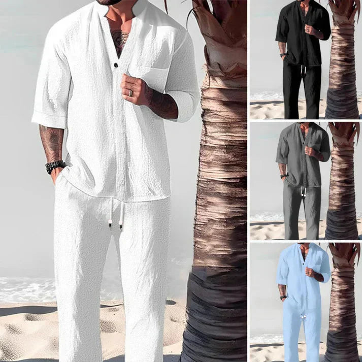 Men's Trendy Cotton Linen Top & Pants Two-Piece Set🎉BIG SALE-50% OFF