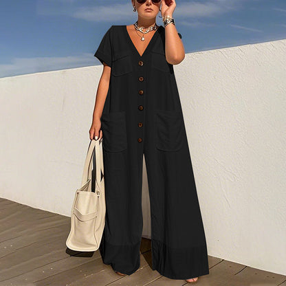 ⏳Time-limited Special⏰Women's Fashion V-Neck Loose Jumpsuit