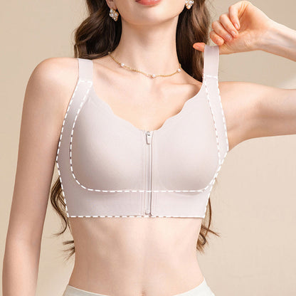 Women's Comfortable Seamless Zip Front Closure Bra
