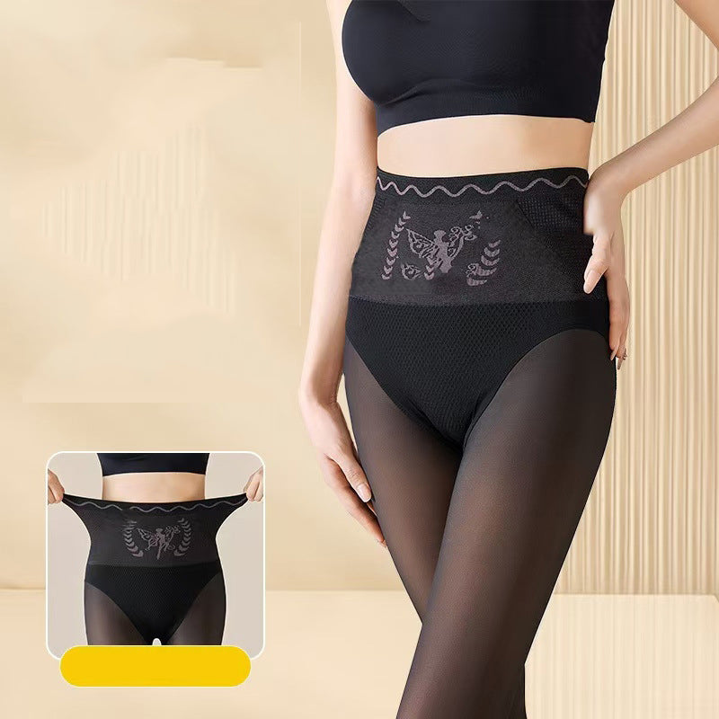 Women's Plush Lined High Waist Sheer Tights Tummy Control Tights