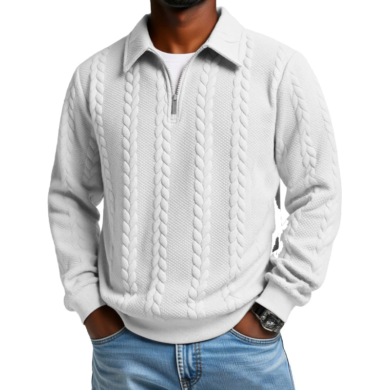 Men's Casual Half-Zip Cable-Knit Sweater