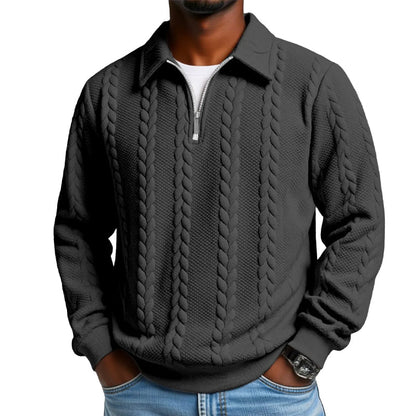 Men's Casual Half-Zip Cable-Knit Sweater
