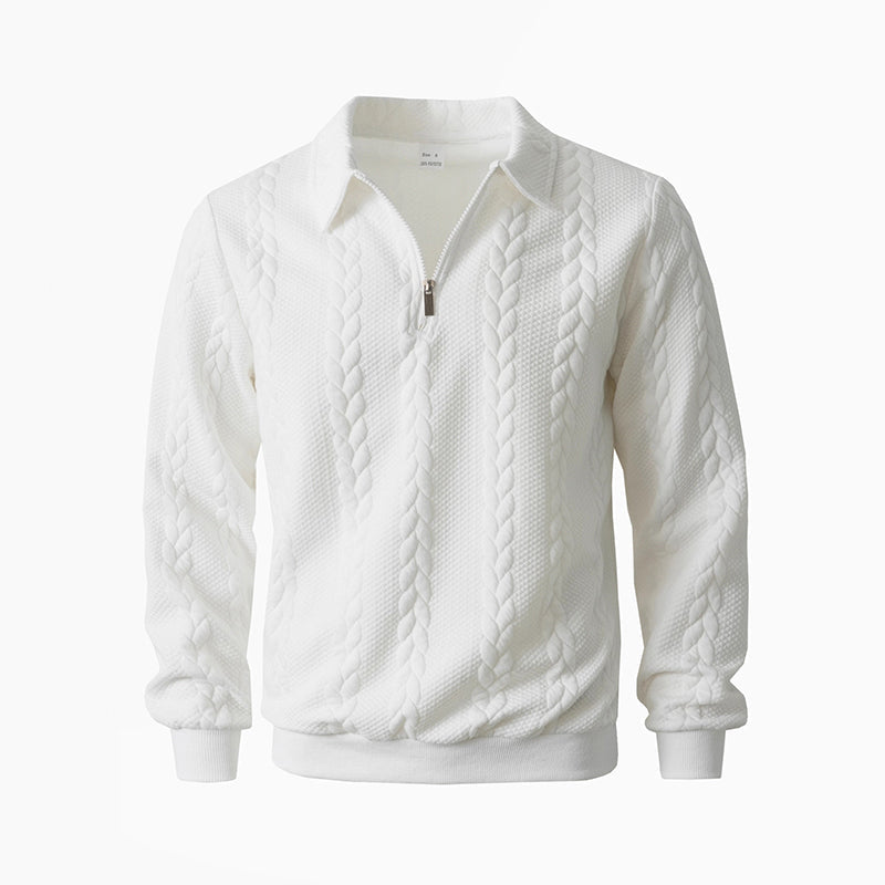 Men's Casual Half-Zip Cable-Knit Sweater