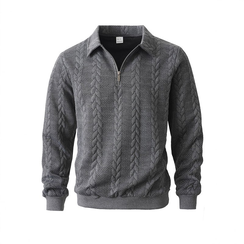Men's Casual Half-Zip Cable-Knit Sweater