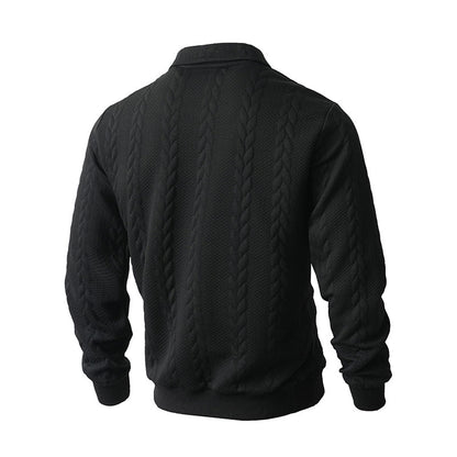Men's Casual Half-Zip Cable-Knit Sweater