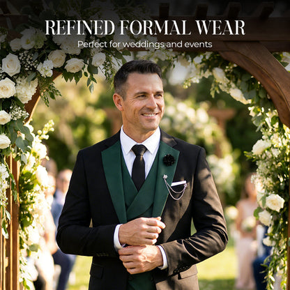 💎 50% OFF! 💎 Modern Contrast Color Wedding Suit – 3-Piece Slim-Fit Set in Bold Black & Light Blue (8 Colors!) 👔✨